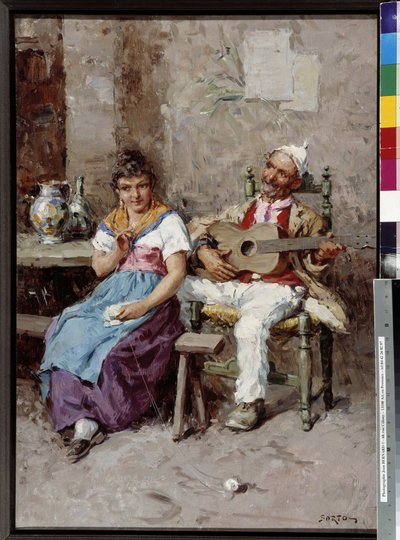 朱塞佩-萨尔托里（Giuseppe Sartori，1863-1922 年）的酒馆场景油画 必须提及：普罗旺斯基金会收藏，马赛 作者 朱塞佩·赛多利斯