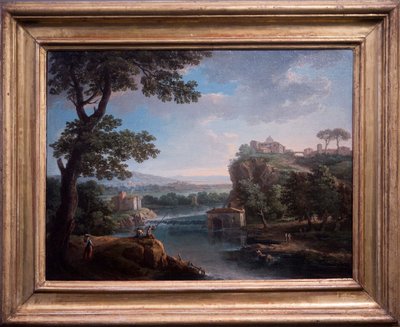 River view with fisherman (oil on canvas) 作者 朱塞佩·扎伊斯（Giuseppe Zais）