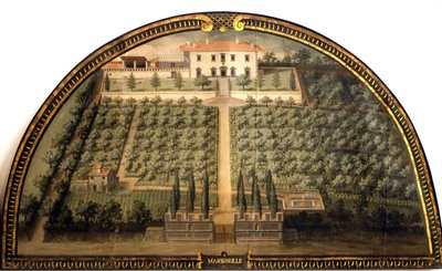 朱斯托·乌滕斯 (Giusto Utens) 的马里尼奥别墅 (Villa di Marignolle)（16 世纪）。 作者 朱斯托·乌滕斯