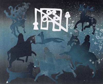 Pictish Hunting Scene I，1995（monotype） 作者 格洛丽亚·沃灵顿