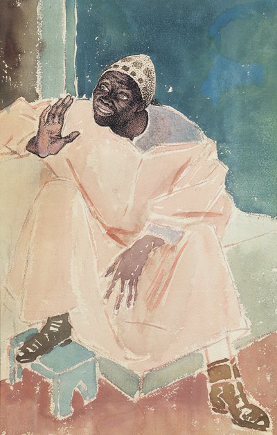 坐着的摩洛哥人，1936年（笔，墨水和纸上写着） 作者 格林·沃伦·菲尔波特