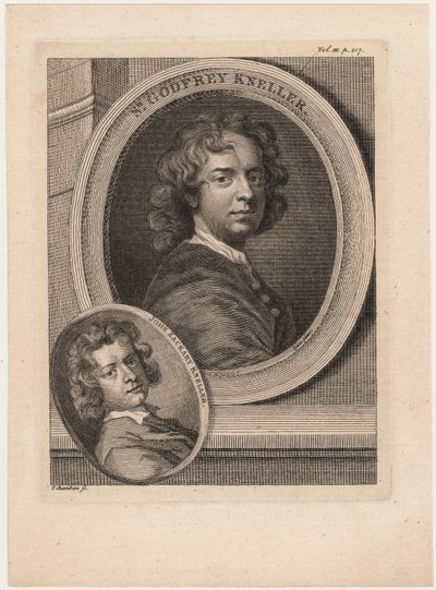 Godfrey Kneller，来自Horace Walpole的“绘画轶事”，由Thomas Chambars（1724-89）刻，1770年 作者 戈弗雷·克纳勒