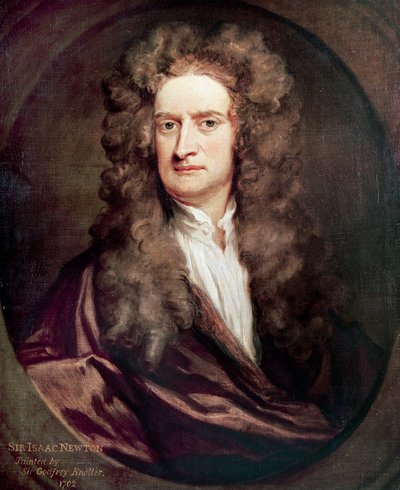 艾萨克-牛顿（1642-1727）的肖像，英国数学家、物理学家和天文学家，由戈弗雷-耐勒（1646-1723）绘画。 作者 戈弗雷·克纳勒