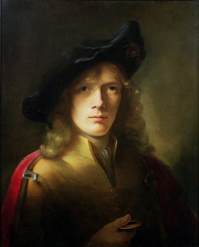 拿着奖牌的一个年轻人的画象 作者 Godfrey Kneller