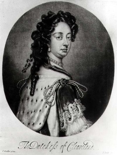 Barbara Villiers的肖像，克利夫兰公爵夫人（1641-1709）由J. Smith雕刻 作者 戈内·弗雷德（Kneller）