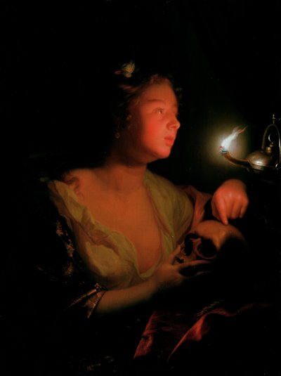 Mary Magdalene Grieving（橡木面板上的油） 作者 戈弗里德·沙尔肯