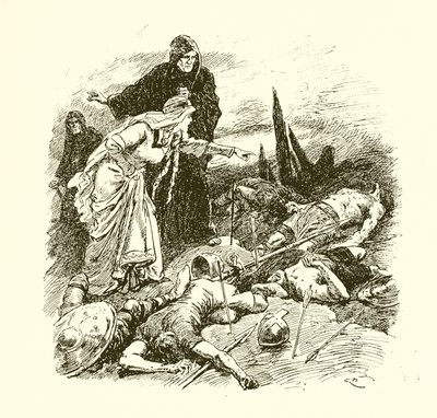 女王伊迪丝在黑斯廷斯战役后找到了哈罗德的尸体 作者 Gordon Frederick Browne
