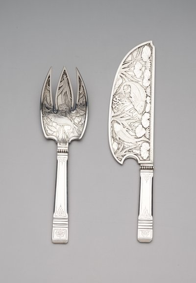 鱼片和叉子，约1870-80年（银） 作者 高汉姆制造公司