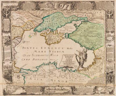 黑海和克里米亚地图，约1740年。 作者 戈特弗里德·雅各布·豪普特