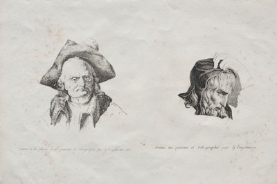 石版画集：两个头，1816年。 作者 戈特弗里德（Gottfried）或戈德弗罗伊（Godefroy Engelmann）
