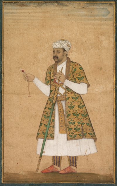 朝臣，可能是汗·阿拉姆，手持尖晶石和德干剑，c。 1605-1610。 作者 戈瓦尔丹