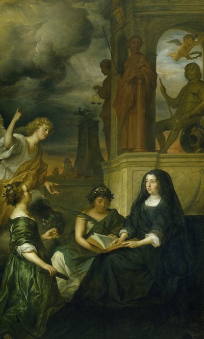 纪念奥兰治亲王弗雷德里克·亨德里克（Frederik Hendrik，1584-1647 年）及其遗孀阿玛莉亚·范·索尔姆斯的肖像的寓言 作者 戈弗特·弗林克