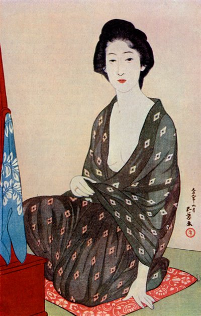 1920年至1930年，日本女人穿着夏天的衣服。 作者 桥口吾代