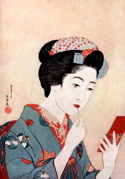 有贝尼刷子的女人，c1900-1921年。 作者 桥口吾代