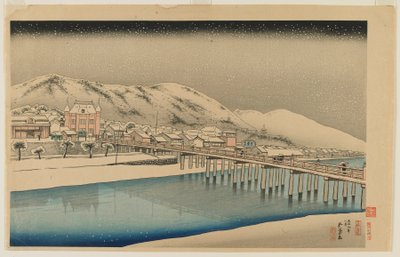 京都三条大桥（京都三条大桥）大正时代，1920年1月（彩色木版画） 作者 桥口吾代