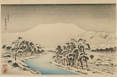 容忍山在大正时代的雪，1920年1月（彩色木版画） 作者 桥口吾代