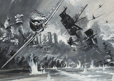 珍珠港，1941 年 12 月 7 日（纸上水粉画） 作者 格雷厄姆·科顿