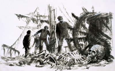 马尔伯勒号于 1890 年消失，将近四分之一世纪后才被发现（水粉画在纸上） 作者 格雷厄姆·科顿