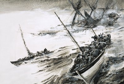 不明沉船，救生艇驶入惊涛骇浪 作者 格雷厄姆·科顿