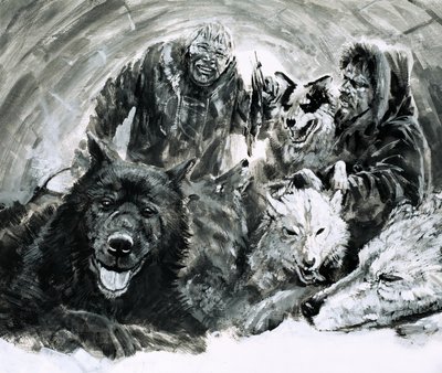 Vilhjalmar Stefansson 发现金发爱斯基摩人（水粉画，纸本） 作者 格雷厄姆·科顿