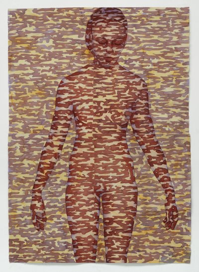 屏风，2025 年（拱门上的水彩画） 作者 