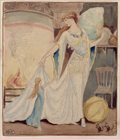 灰姑娘的拖鞋》插图，约 1919 年（纸上水彩、铅笔和墨水） 作者 格雷厄姆·罗伯逊