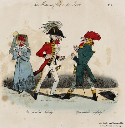 Les Metamorphoses du Jour, No. 8 (hand-coloured litho) 作者 格兰维尔