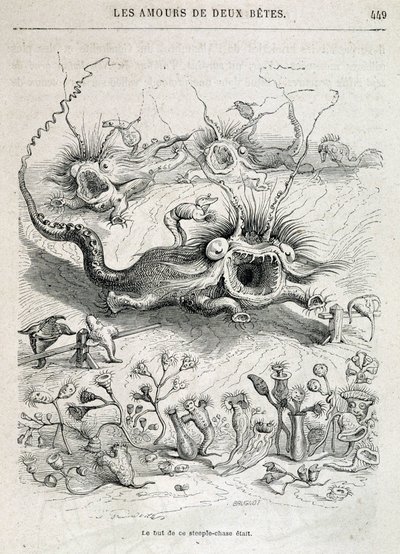 Les amours de deux beêtes (step-chase de monsters)--载于格兰德维尔的 "动物自画像：动物的私人和公共生活"，Honoré de Balzac的章节，Hetzel编辑。 作者 格兰维尔