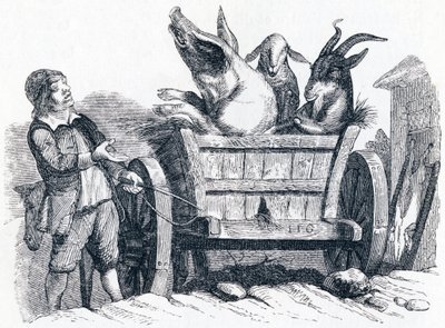 猪、山羊和绵羊（le cochon, la chèvre et le mouton） - 拉封丹的寓言故事 作者 格兰维尔