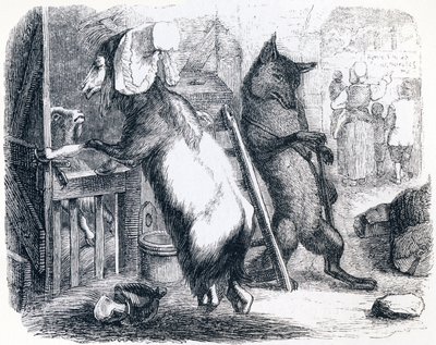 狼、山羊和小山羊(Le loup, la chevre et le chevreau) - 拉封丹的寓言故事 作者 格兰维尔
