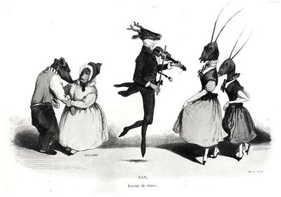 一对狗，来自Les Metamorphoses du Jour系列 作者 格兰维尔