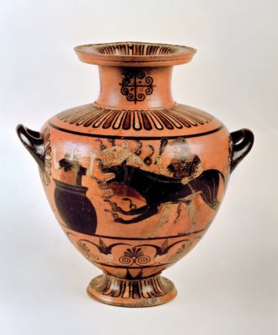 描绘赫拉克勒斯的古老的爱奥尼亚水合物将Cerberus带到Eurystheus，来自Cerveteri，公元前530年（陶器） 作者 Greek