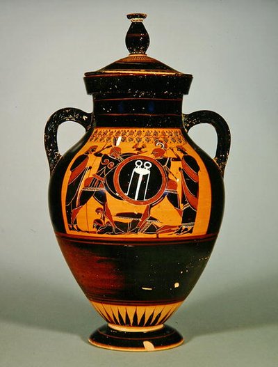 Belly Amphora描绘了Priam和Achilles，公元前550年（陶瓷）（另见288279和293741-42） 作者 希腊文