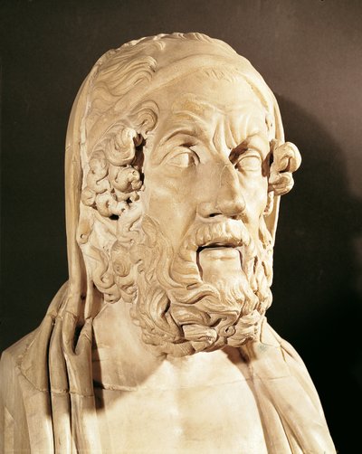 荷马的半身，希腊化时期（公元前330-20）（大理石） 作者 Greek