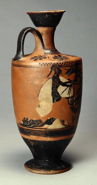 Lekythos与阿基里斯和赫克托尔的尸体，来自雅典，公元前510-500年（陶瓷）。 作者 希腊文