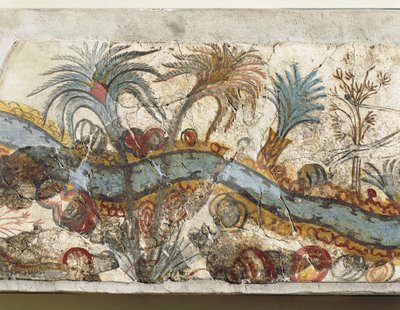 描绘河流景观的壁画，出自希腊圣托里尼岛泰拉岛阿克罗蒂里，细节 作者 希腊学派