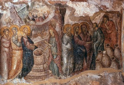 在Cana，narthex壁画，Afendiko教堂，Brontochion修道院的婚姻 作者 希腊学派