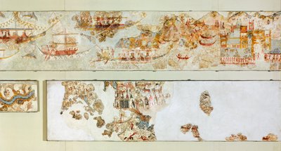 海军探险，阿克罗蒂里壁画，锡拉岛（今圣托里尼岛），希腊，米诺斯文明 作者 希腊学派