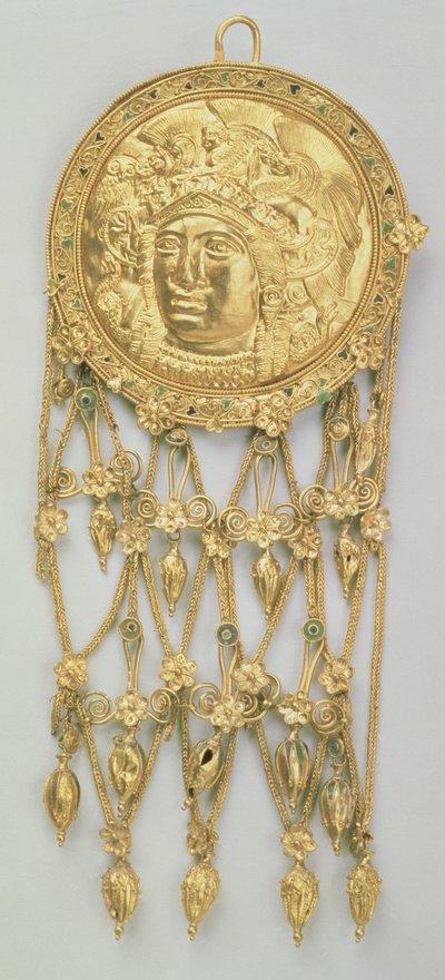 雅典娜Parthenos（金和珐琅）头部吊坠 作者 希腊学派