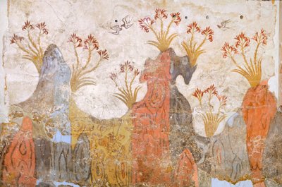 百合花或春天的房间，阿克罗蒂里壁画，锡拉岛（今天的圣托里尼岛），希腊，米诺斯文明 作者 希腊学派