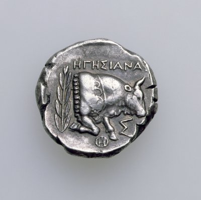 Tosradrachm of Samos，Ionia，描绘公牛，公元前390年（反向）（银色）（正面看168076） 作者 希腊学派