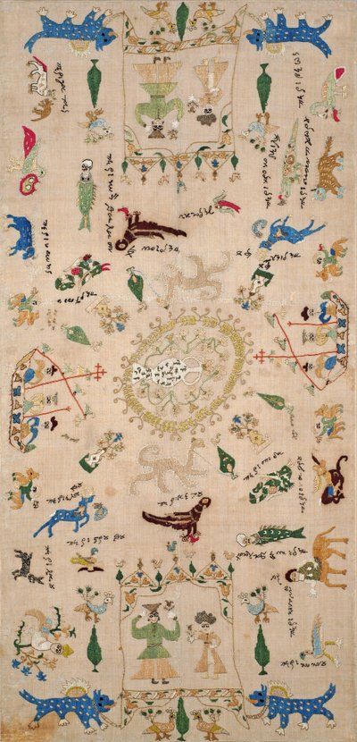 采样器，来自Ioannina，Ipeiros，18-19世纪（亚麻绣有丝线） 作者 希腊学派