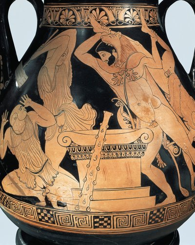 Attic pelike depicting Heracles killing king Busiris and Egyptian priests, by Pan Painter, red-figure pottery   1449515   zh       chinese Successfully Translated  Original: The Rhine - Osterspey and Feltzen Translat: The Rhine - Osterspey and Feltzen 1447 作者 希腊学派