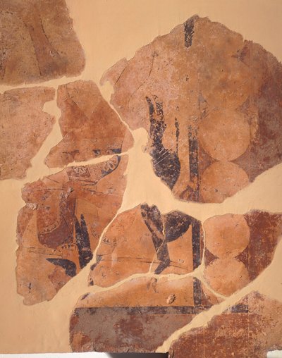 猎人归来》，希腊特莫斯 C 神庙壁画，希腊文明，约公元前 630 年 作者 希腊学派