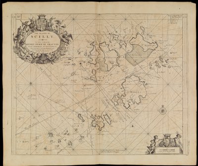 斯吉利群岛海图，约 1693 年（印刷品） 作者 格林威尔·柯林斯