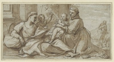 玛利亚与圣婴、施洗约翰和帕多瓦的圣安东尼 作者 Salvator Rosa（拒绝归属）