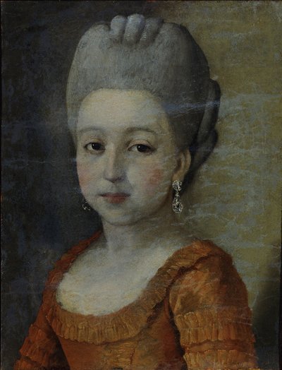 一个女孩的肖像，1770年代 作者 格里戈里·奥斯特洛夫斯基