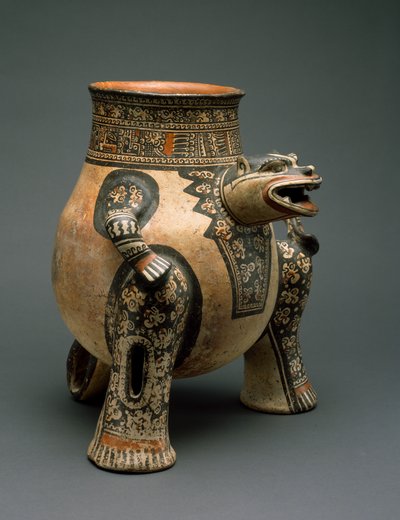 Jaguar Vessel，哥斯达黎加西北部，晚期VI，1200-1400（带有多色滑动涂料的陶器） 作者 瓜纳卡斯特尼科亚文化瓜纳卡斯特尼科亚文化