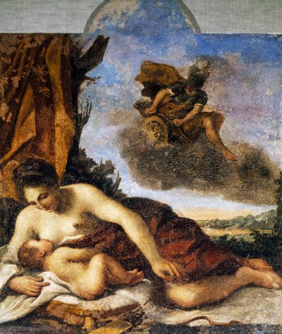 护理爱情的维纳斯，乔瓦尼-弗朗切斯科-巴尔比耶里（Giovanni Francesco Barbieri）的画作，被称为伊尔-古尔奇诺（1591-1666）。 作者 格尔奇诺