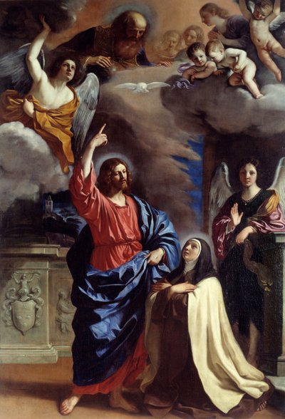 Christ Appearing to Saint Therese Painting by Giovanni Francesco Barbieri dit Il Guercino (The Guerchin 作者 格尔奇诺